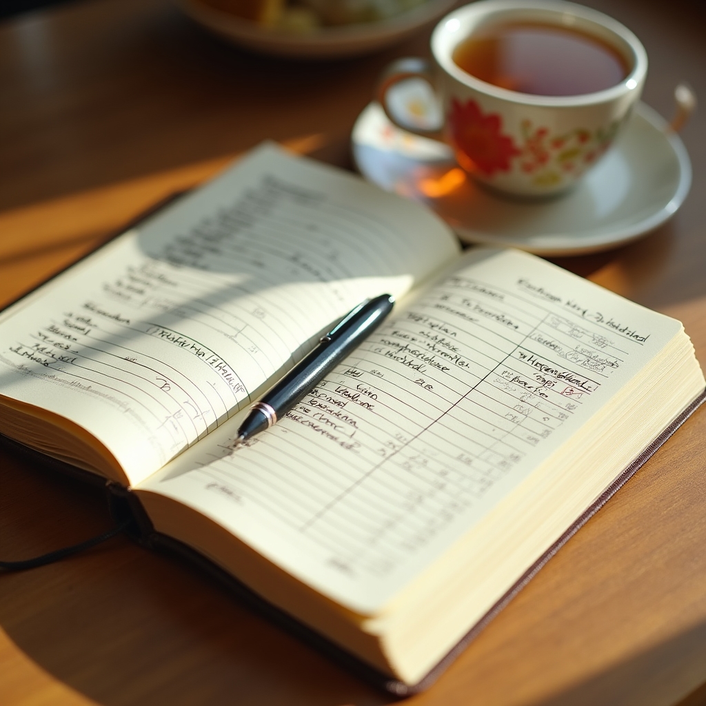 Cuaderno con anotaciones manuales de gastos domésticos organizados por categorías